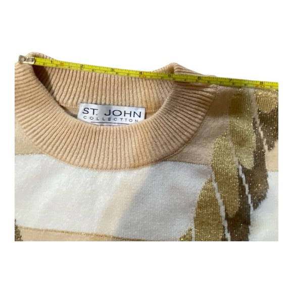 St. John Collection short sleeve striped sweater. Sz L - Picture 11 of 16